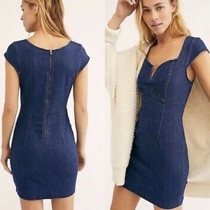 NWT FREE PEOPLE Lia Denim Bodycon Mini Dress SZM